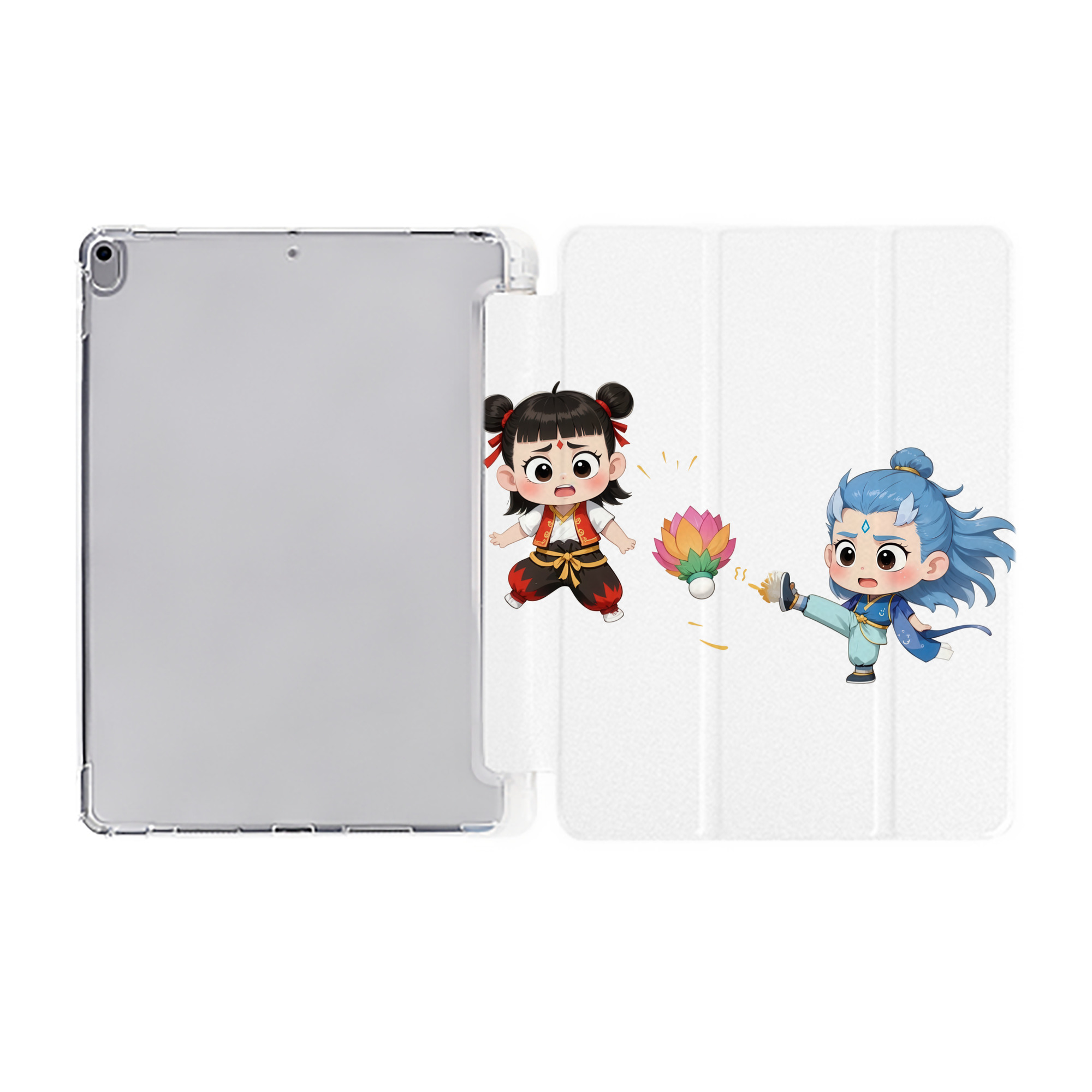 （画像用） Ne Zha 2 ナタ 魔童の大暴れ IPad ケース ペン収納付き 三つ折りスタンド PUレザー×シリコン 対応機種9.5/10.5/10.9インチ